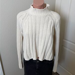 American Eagle Plush Knit Cozy Cream Ribbed Women's Sweater Sz XS